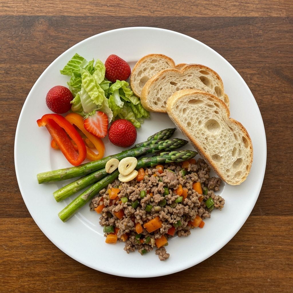 Diverse plate of seasonal regional food