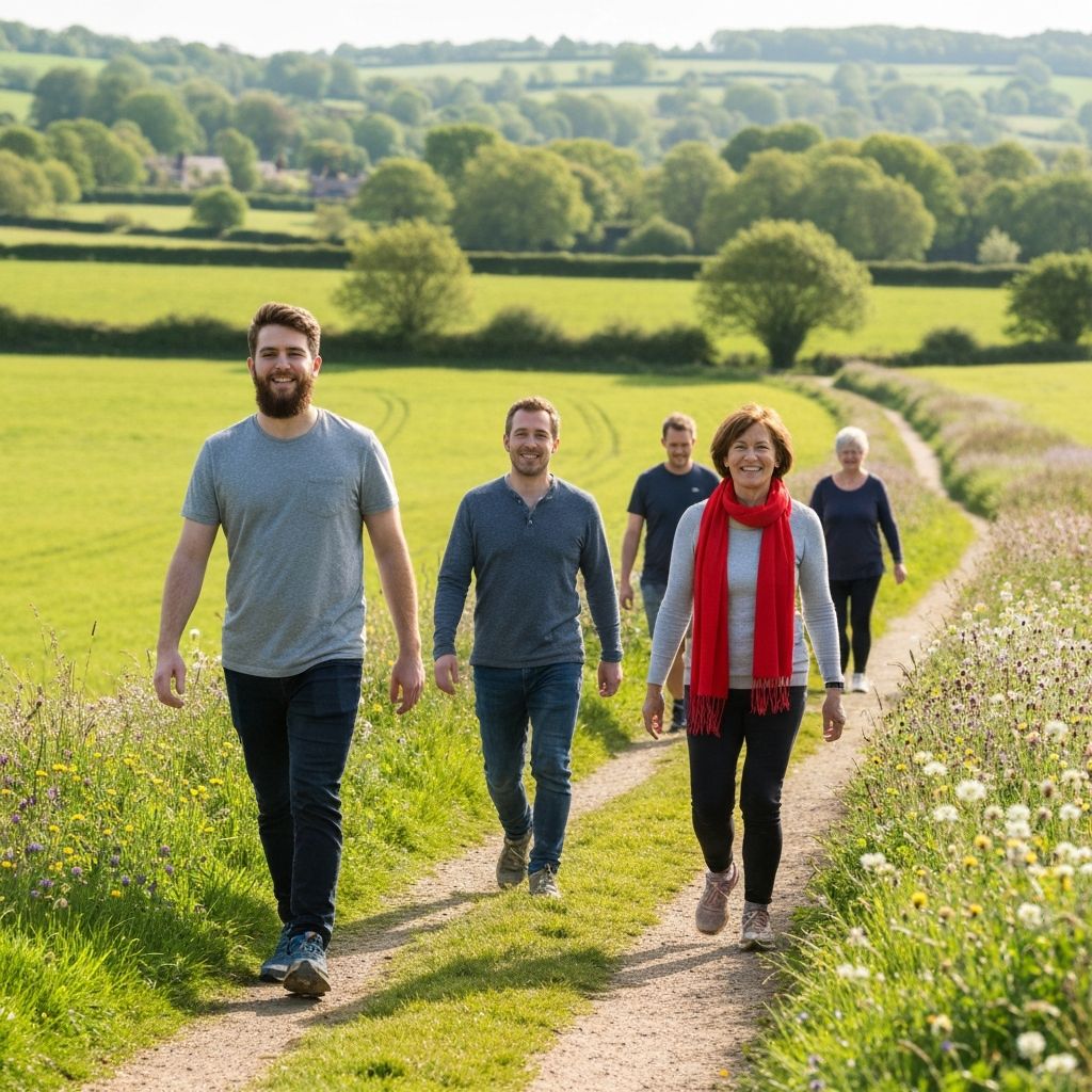 People walking in Hampshire countryside